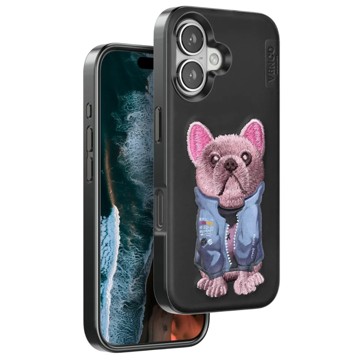 Venco Apple iPhone 16 Cute Desenli Kapak - Siyah