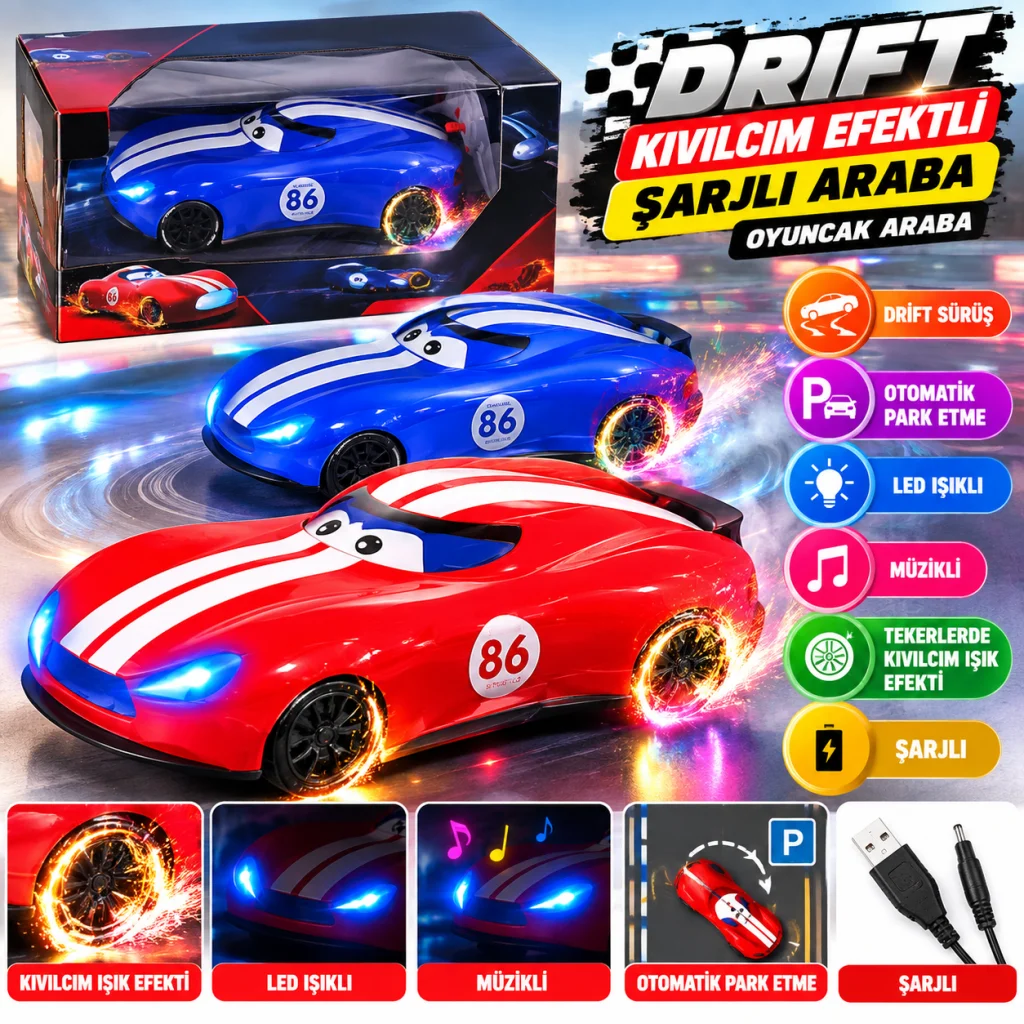 9013 Kıvılcım Efektli Şarjlı Araba Oyuncak Araba