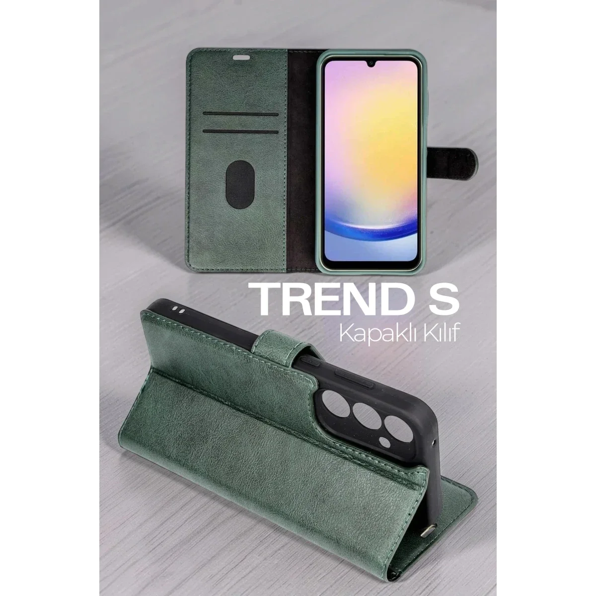 Samsung Galaxy S26 Kılıf Trend S Plus Kapaklı Kılıf - Yeşil görsel 4