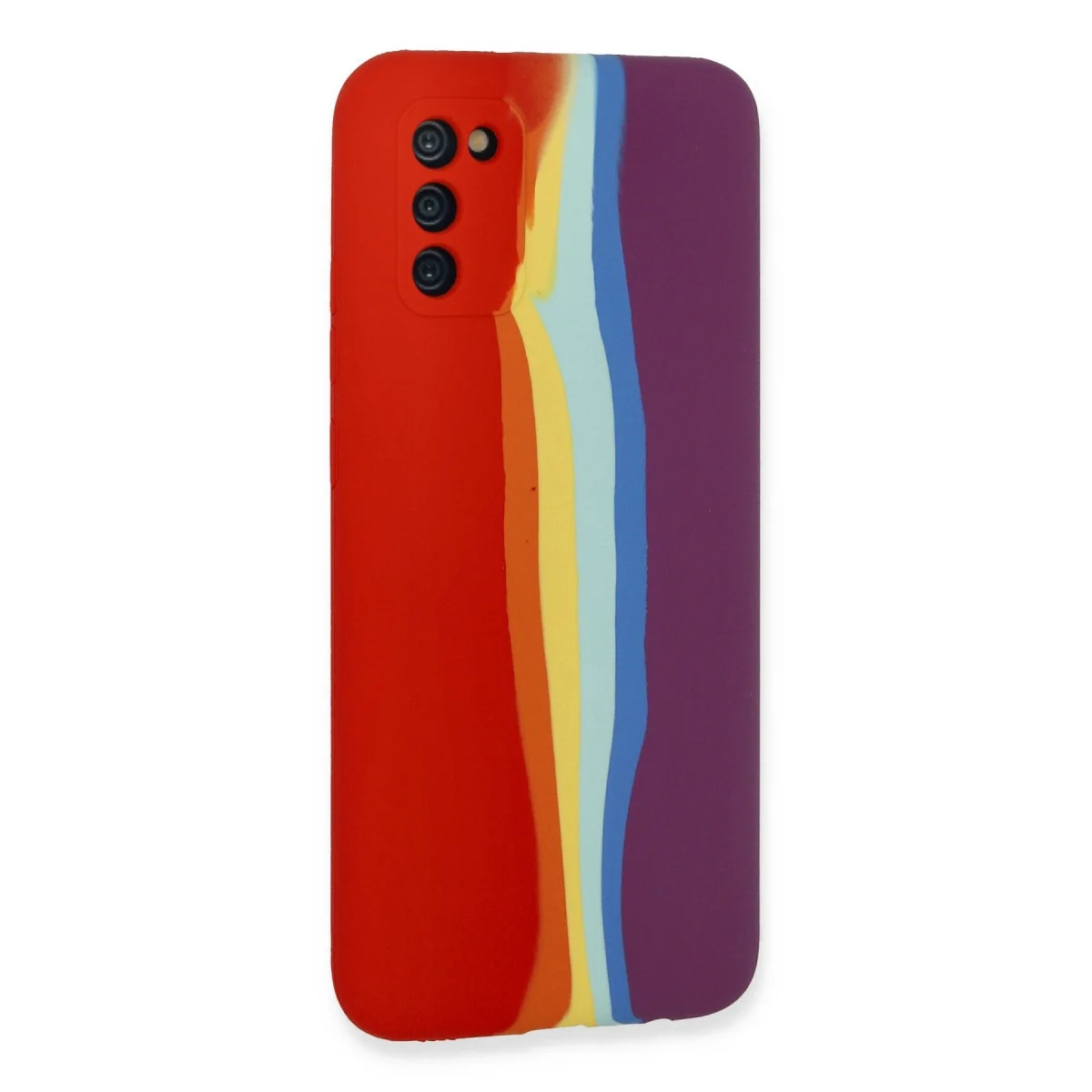 Samsung Galaxy A03s Kılıf Ebruli Lansman Silikon - Kırmızı-mor görsel 3
