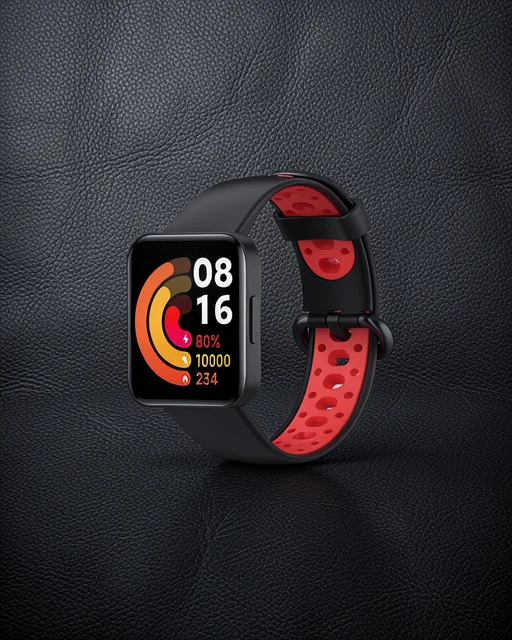 Xiaomi Redmi Watch 2 Spor Delikli Kordon - Siyah-kırmızı