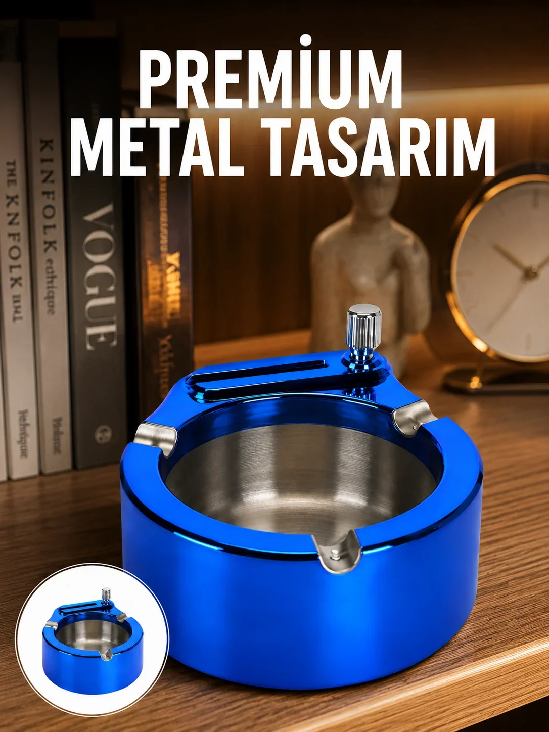 Dekoratif Çakmaklı Küllük Kolay Tezlenebilir Metal Yeni Nesil
