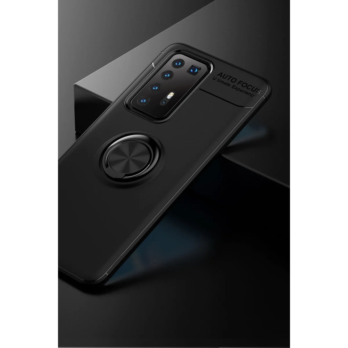 Huawei P40 Pro Kılıf Range Yüzüklü Silikon - Siyah görsel 3