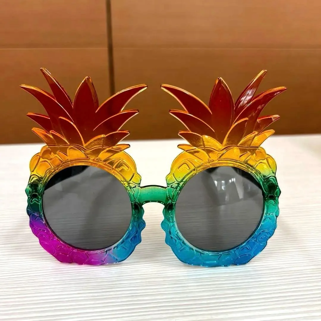 Tropikal Ananas Tasarımlı Renkli Hawaii Parti Gözlüğü görsel 2