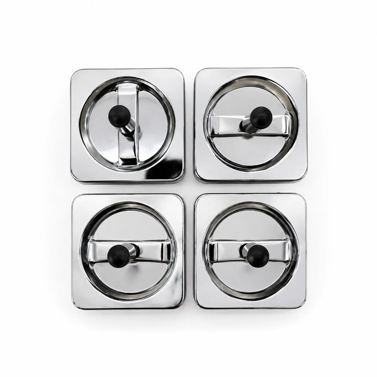 12 Adet Ashtray Kare - Basmalı Metal Küllük görsel 2