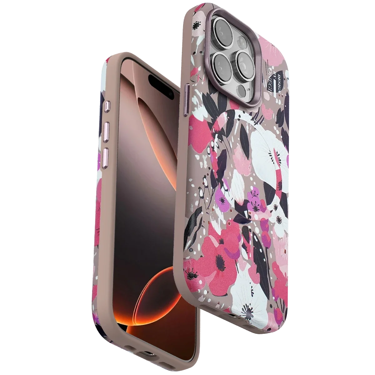 Onegif Apple iPhone 14 Pro Flower Series Magsafe Kapak - Pembe