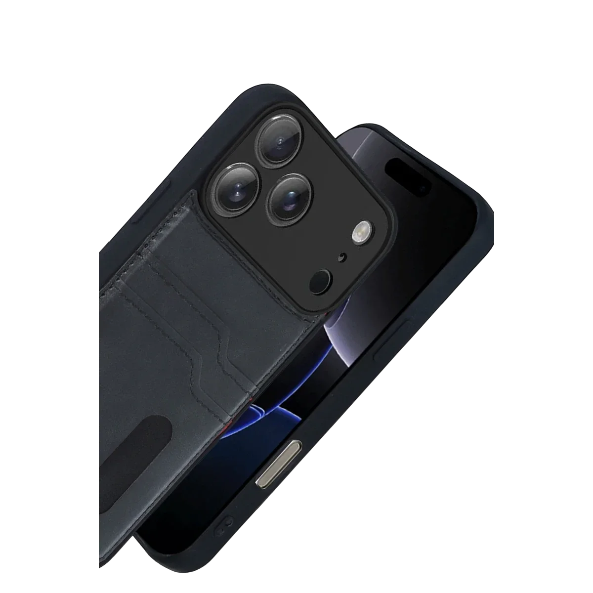 Apple iPhone 17 Pro Max Sara Kartvizitli Deri Kılıf - Siyah görsel 3