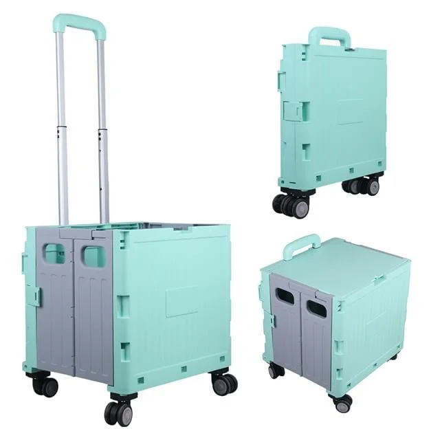 SN-26966 Katlanabilir Market Pazar Kamp Tekerlekli Alışveriş Arabası 60KG Kapasiteli