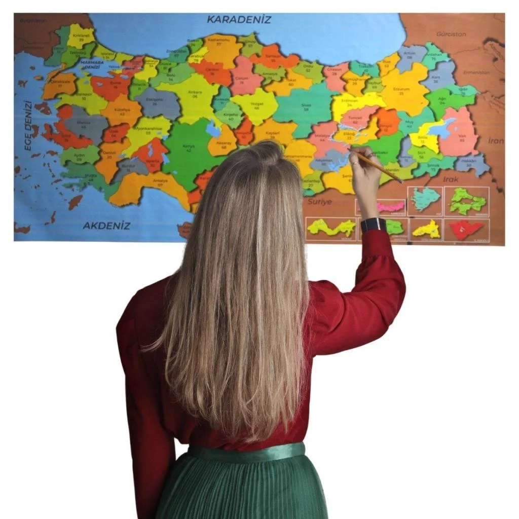 Renkli Türkiye Haritası Manyetik Yapıştırıcı Gerektirmeyen Duvar Stickerı 118 CM * 56 CM (adet fiyatıdır) görsel 2