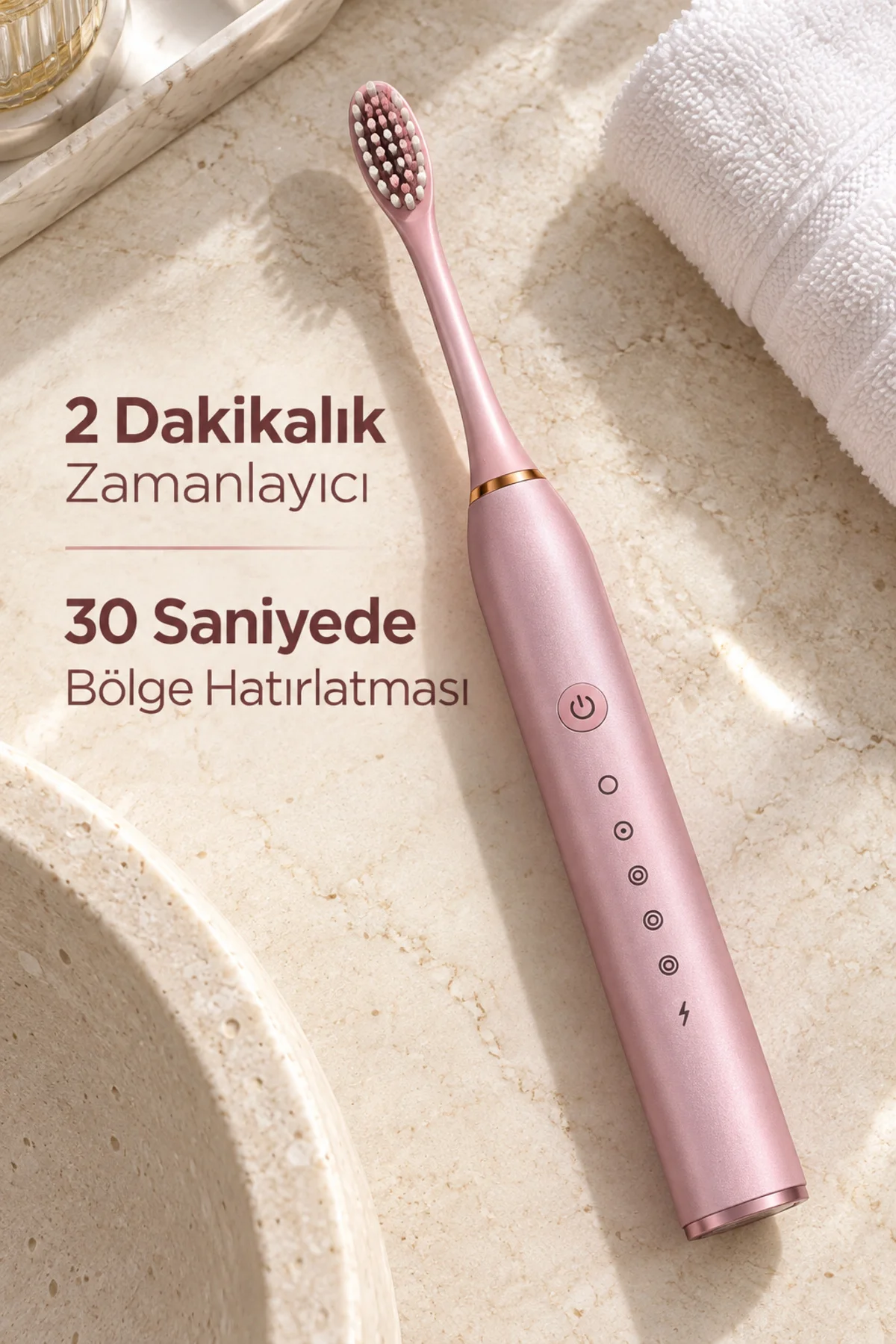 Pembe Elektrikli Diş Fırçası Zamanlayıcılı ve Hafıza Fonksiyonlu görsel 6