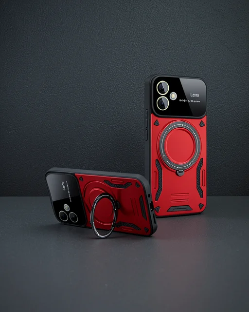 Samsung Galaxy A05 Kılıf Joy Lens Standlı Kapak - Kırmızı