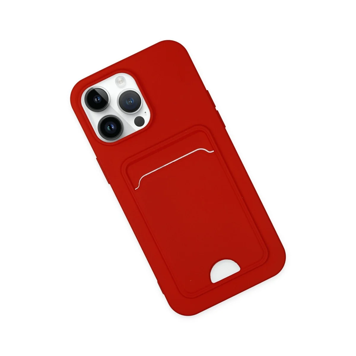 Apple İphone 14 Pro Kılıf Kelvin Kartvizitli Silikon - Kırmızı görsel 2