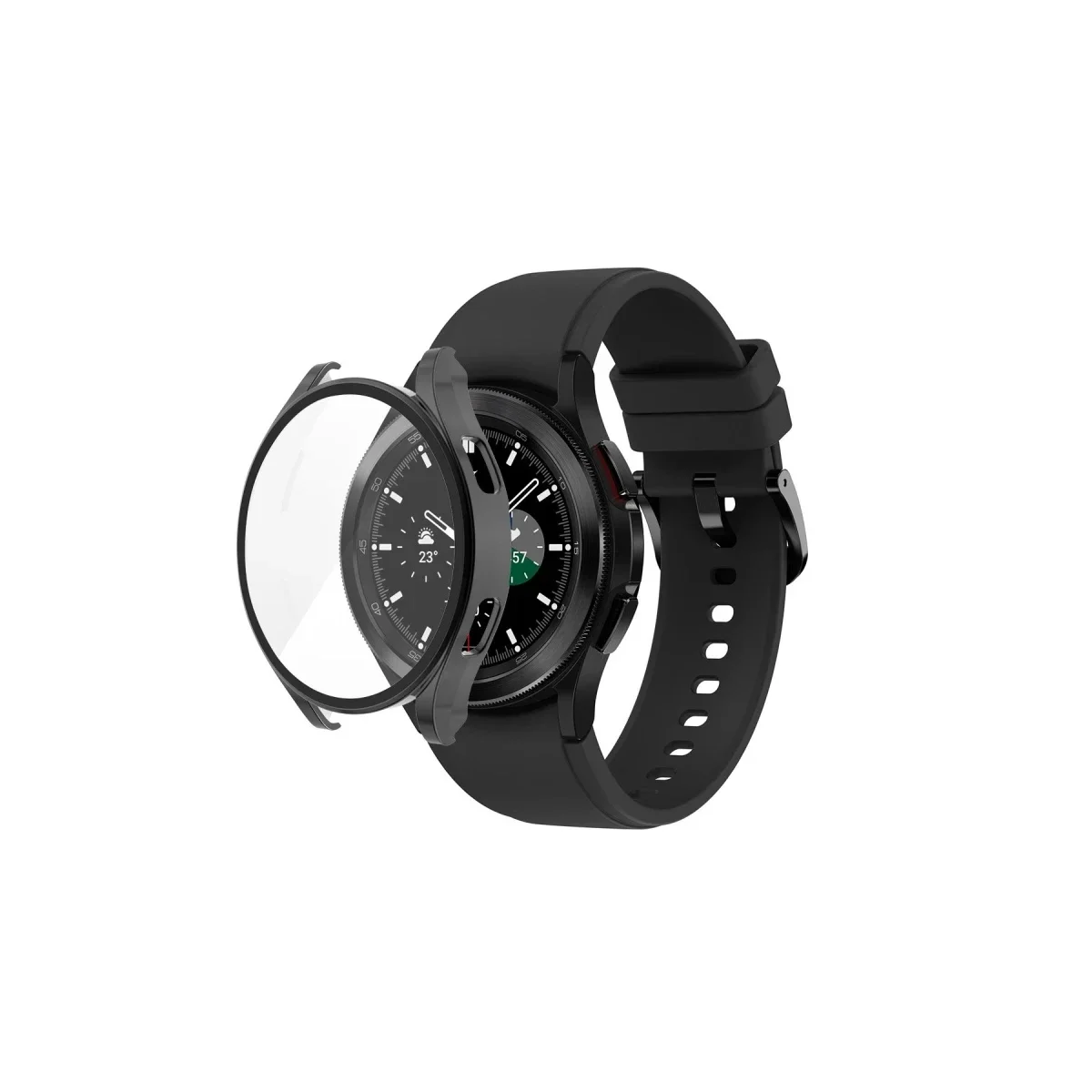 Watch 5 44mm Wall Camlı Kasa Ekran Koruyucu - Siyah görsel 2