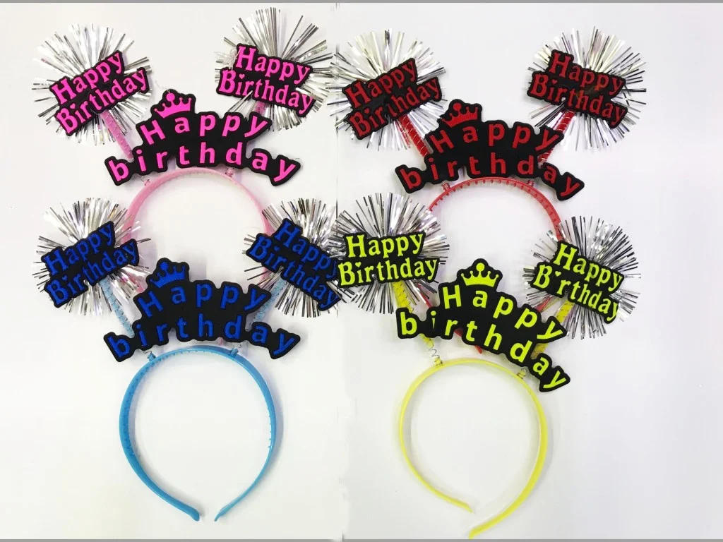 Happy Birthday Neon Renk Doğum Günü Tacı 12 Adet görsel 2