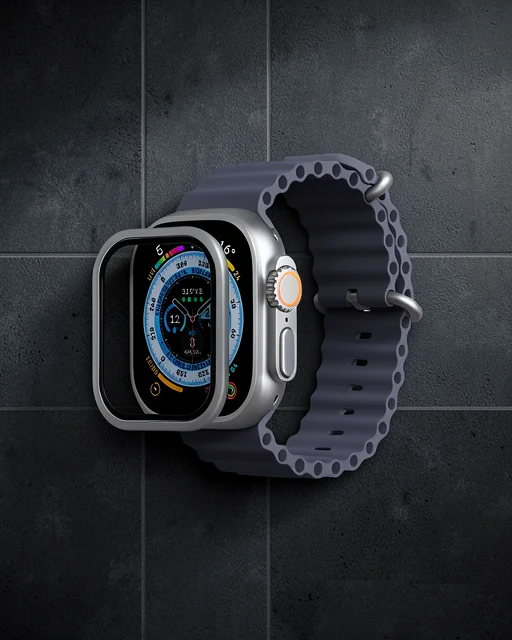 Apple Watch Ultra 49mm Alüminyum Kasa Cam Ekran Koruyucu - Gri