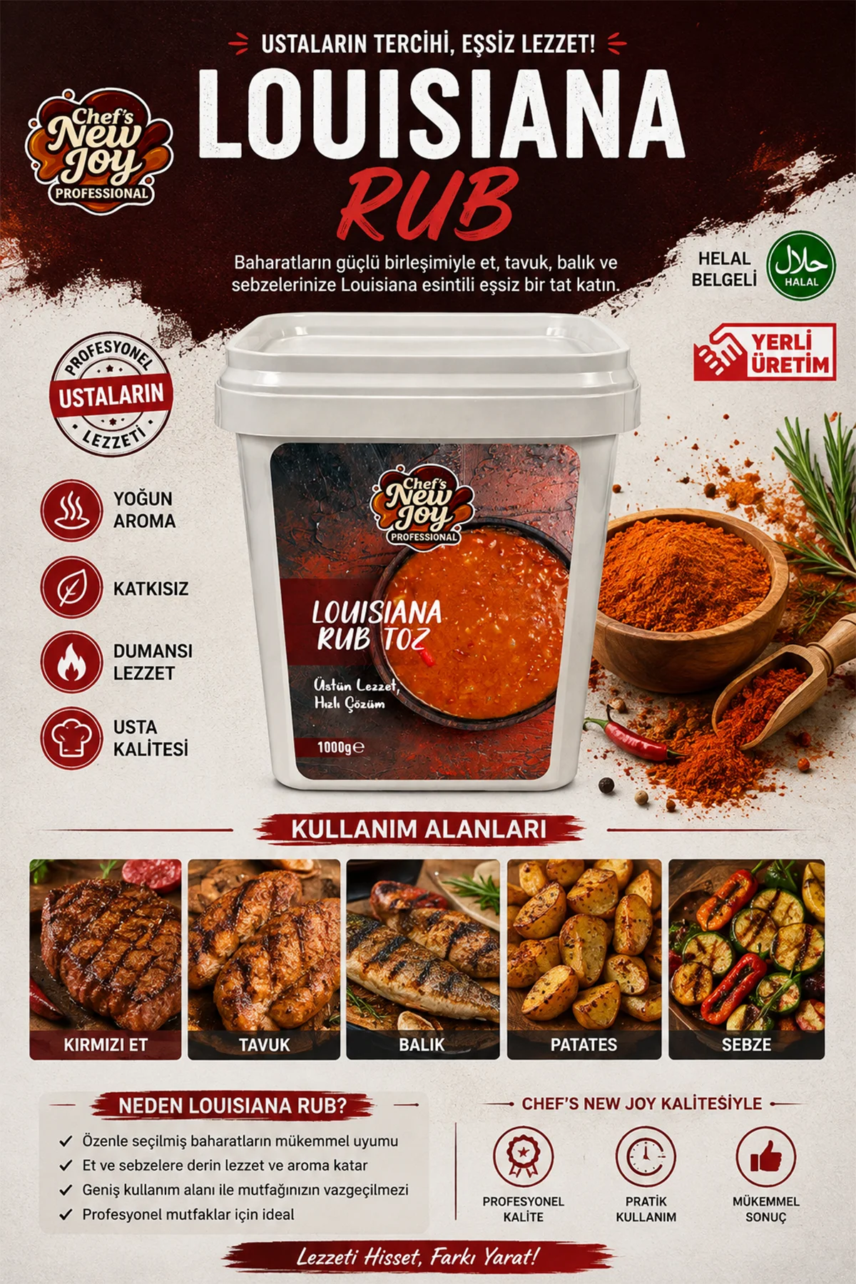 Louisiana Rub 1000g Baharat Karışımı Gurme Lezzet görsel 3