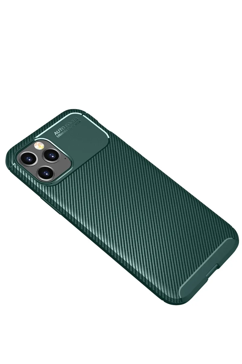 Apple iPhone 11 Pro Max Kılıf Auto Focus Karbon Kapak - Yeşil görsel 2