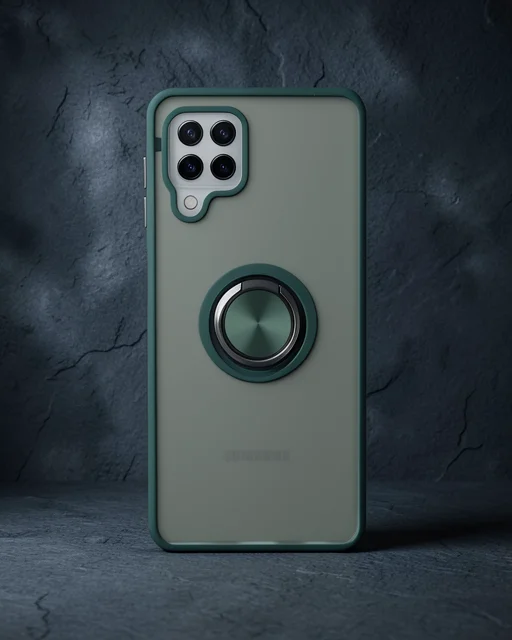 Samsung Galaxy A22 Kılıf Montreal Yüzüklü Silikon Kapak - Yeşil