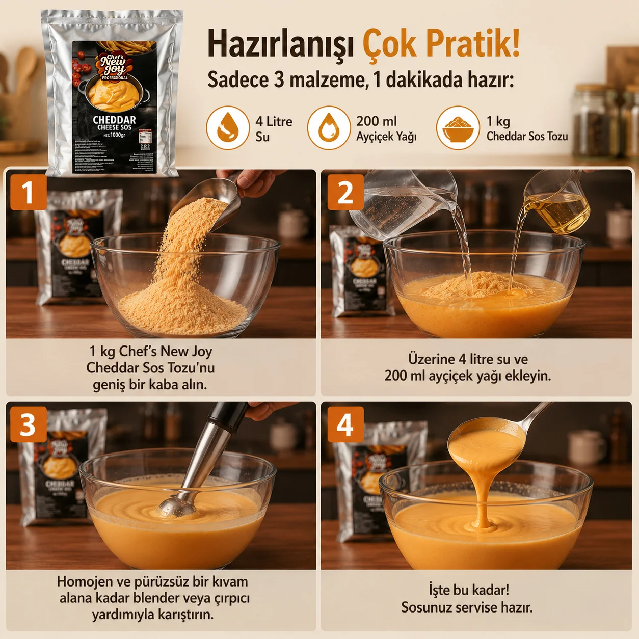 Cheddar Sos 1000 G x 12 Adet - 1 Koli (Koli Bazlı Avantaj Paketi) görsel 5