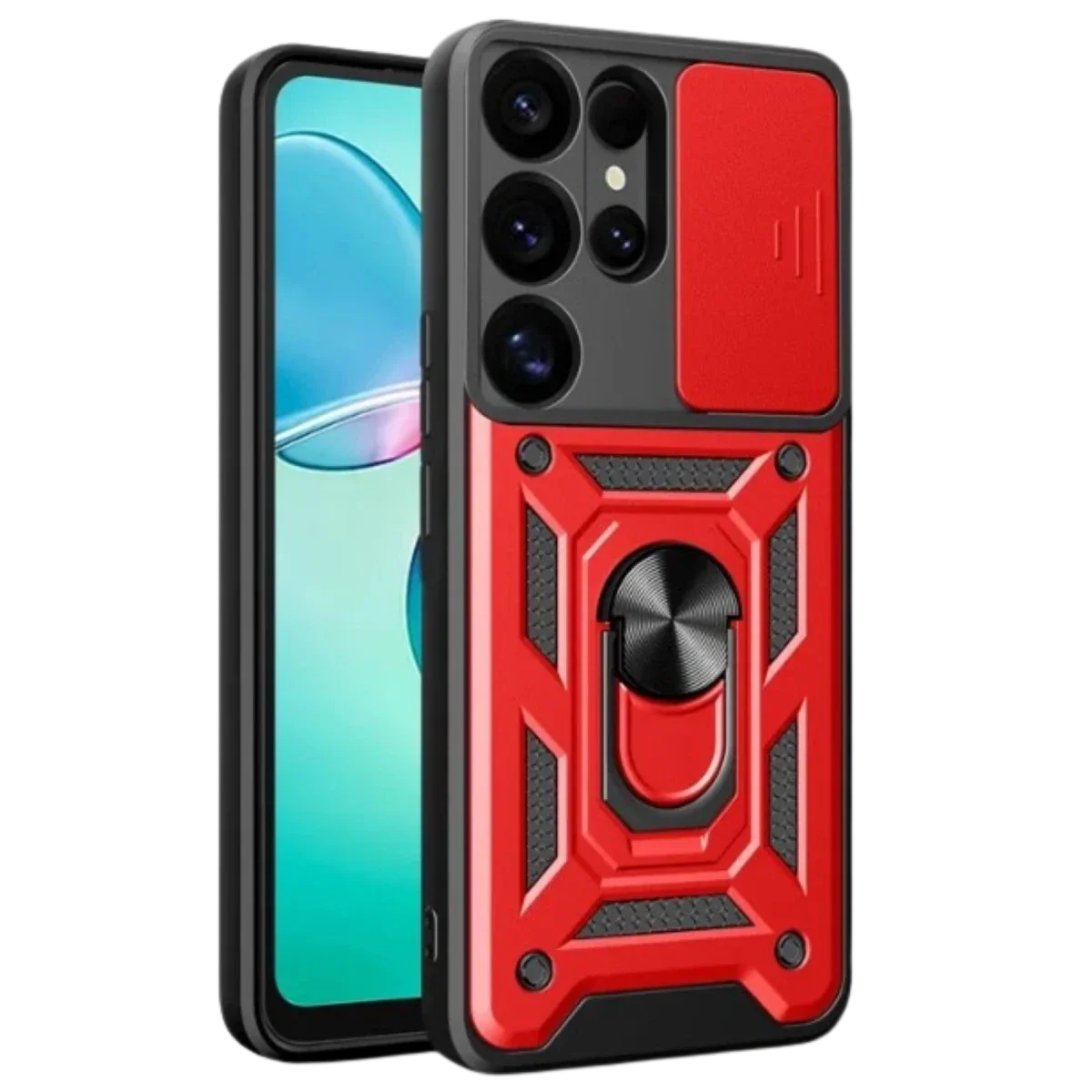 Samsung Galaxy S26 Ultra Pars Lens Yüzüklü Silikon - Kırmızı