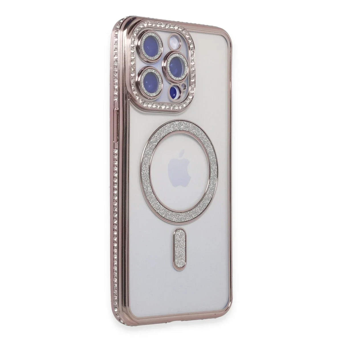 Apple iPhone 15 Pro Max Kılıf Joke Simli Magneticsafe Kılıf - Pembe