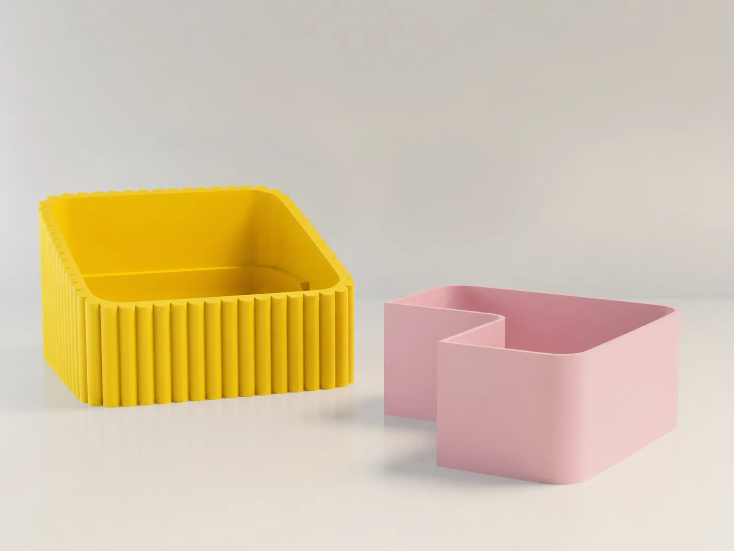 3D Baskı Fıstık Kasesi - Çift Hazneli Kabuk Ayırıcı Sunum Kasesi - Sarı Pembe görsel 2
