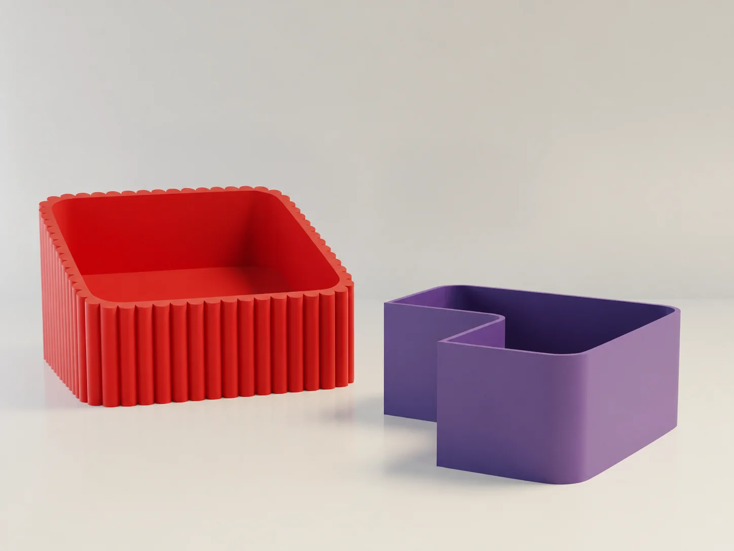 3D Baskı Fıstık Kasesi - Çift Hazneli Kabuk Ayırıcı Sunum Kasesi - Kırmızı Mor görsel 2