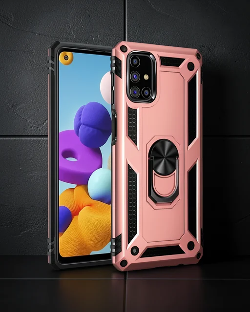 Samsung Galaxy M31s Kılıf Sofya Yüzüklü Silikon Kapak - Rose