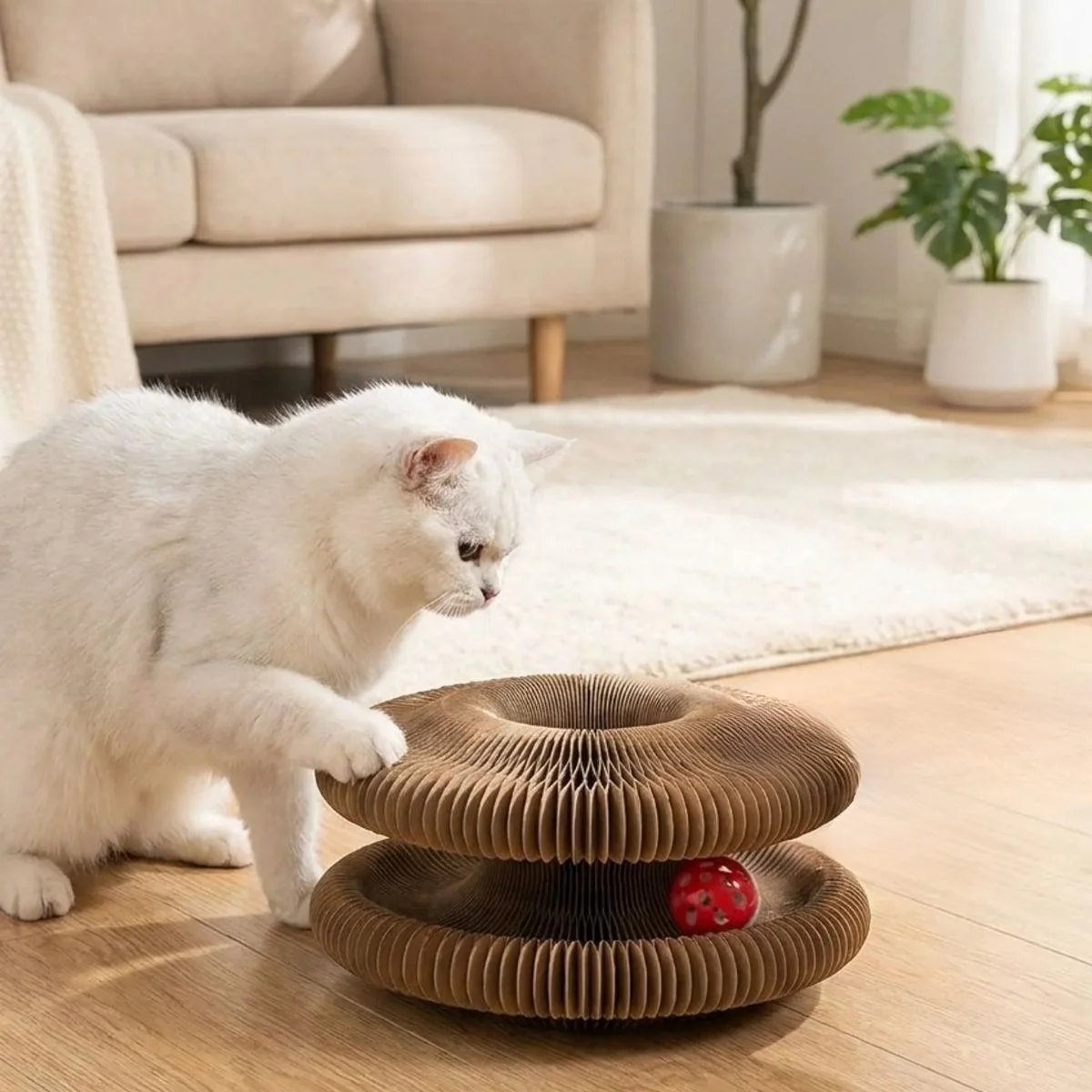 Akordiyon Karton Kedi Tırmalama Oyuncağı – Mıknatıslı Katlanabilir Etkileşimli Kedi Oyuncağı,Pençe Tahtası görsel 2