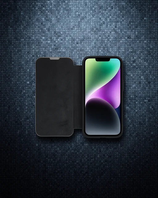 Apple İphone 14 Pro Max Kılıf Dolpin Kapaklı - Siyah