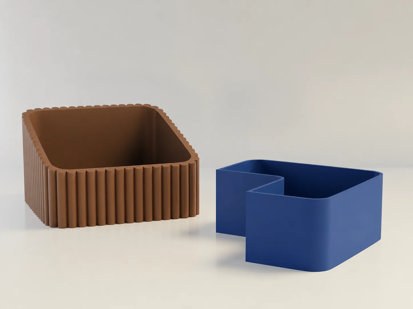3D Baskı Fıstık Kasesi - Çift Hazneli Kabuk Ayırıcı Sunum Kasesi - Kahverengi Mavi görsel 2