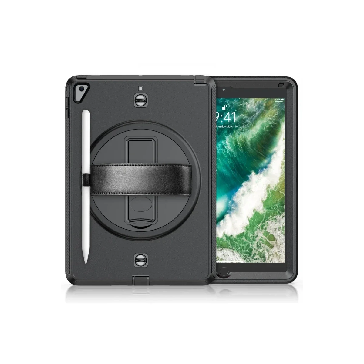 Apple iPad 5 Air 9.7 Kılıf Strap-C Otterbox Tablet Kapak - Siyah görsel 2