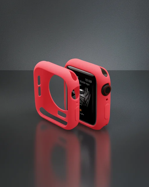 Apple Watch 44mm Silikon Alt Kasa - Kırmızı