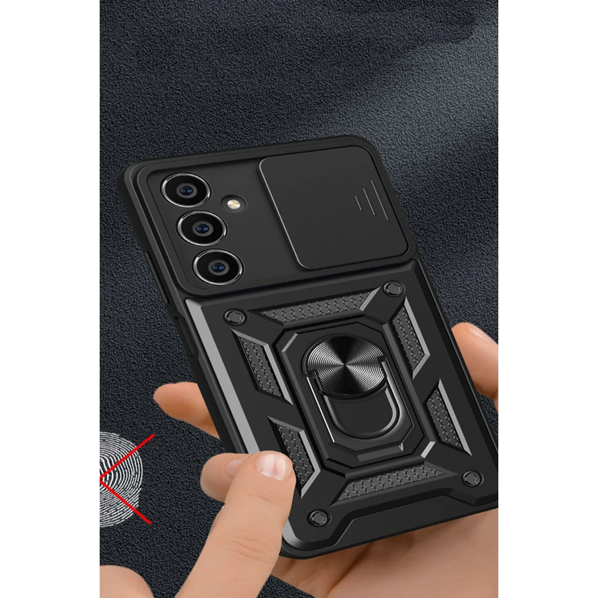 Samsung Galaxy A05 Kılıf Pars Lens Yüzüklü Silikon - Lacivert görsel 3