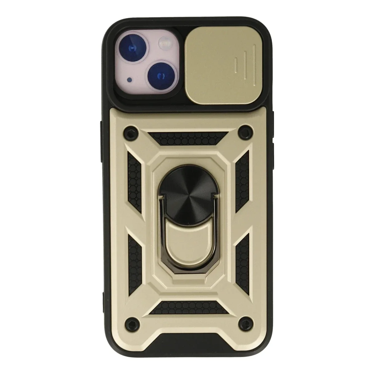 Apple iPhone 15 Kılıf Pars Lens Yüzüklü Silikon - Gold