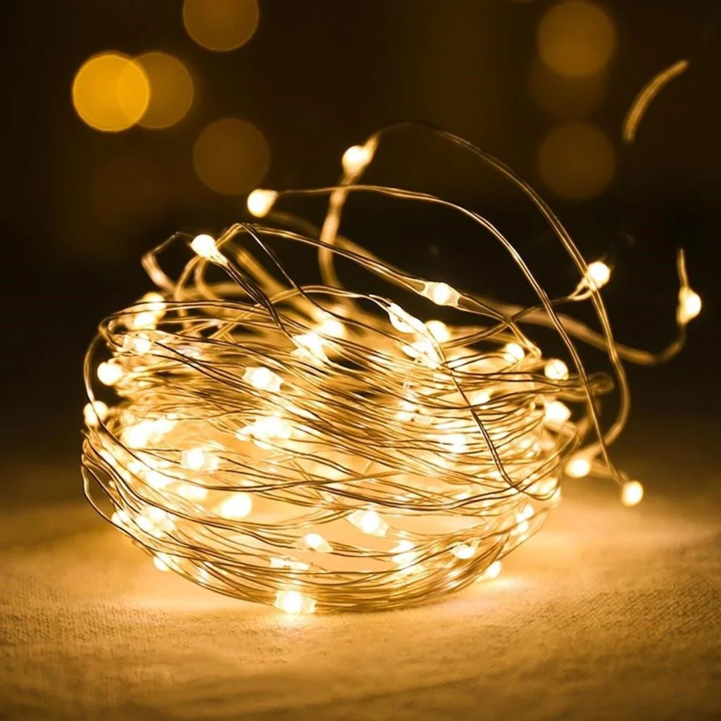 Peri Led Işık 10 Metre (Sarı) Pilli Aydınlatma Şerit Led Saçak Spot Süsleme görsel 3