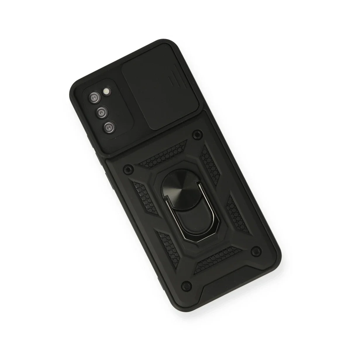 Samsung Galaxy A02S Kılıf Pars Lens Yüzüklü Silikon - Siyah görsel 3
