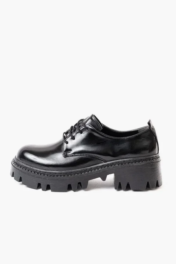 Kadın Rugan Loafer Ayakkabı Ayakkabı Bağcıklı Tabanlı Yüksek Casual Günlük görsel 2