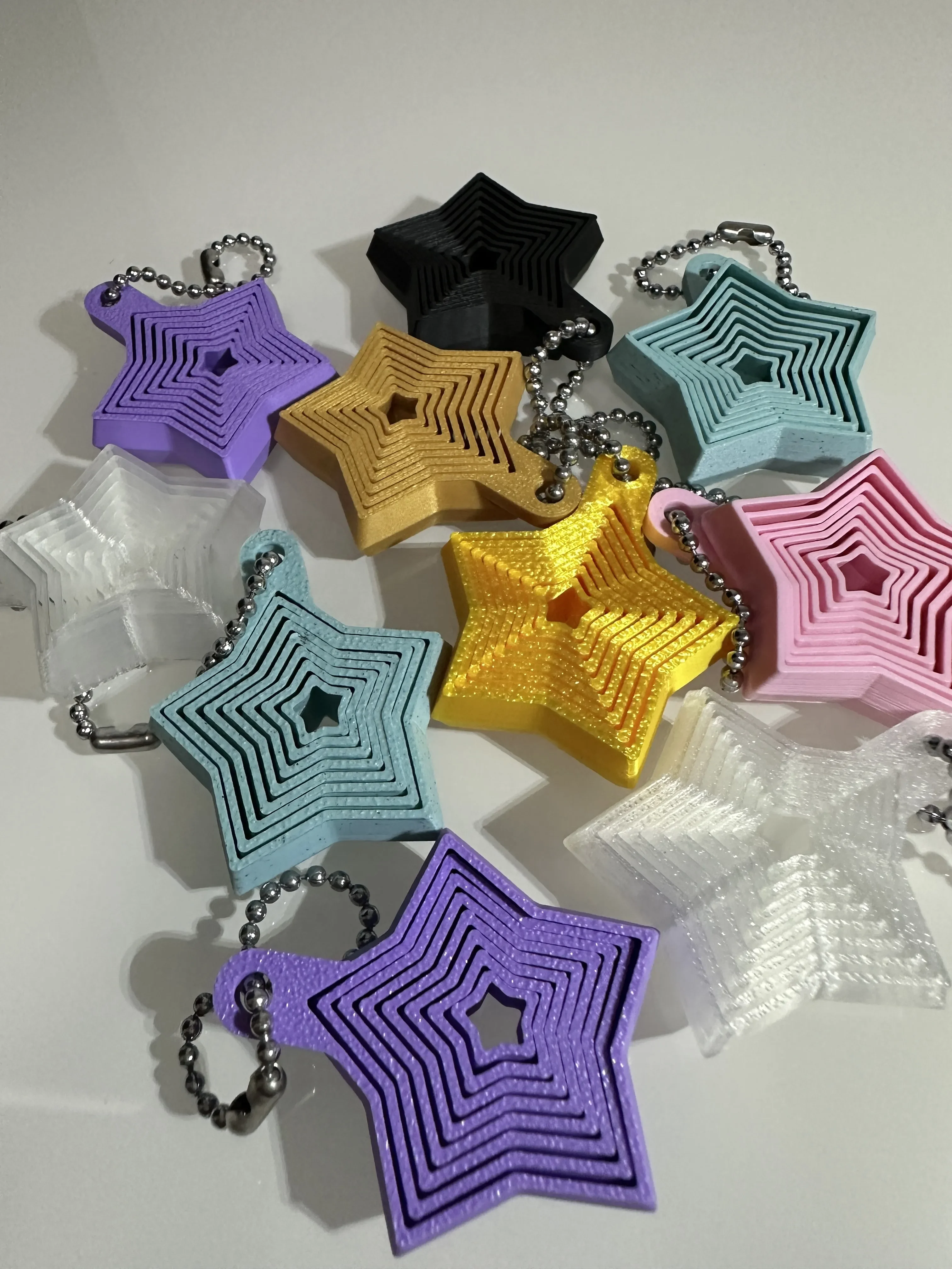 3D Baskı Yıldız Fidget Anahtarlık - Hareketli Stres Oyuncağı ve Çanta Aksesuarı-Mor görsel 2