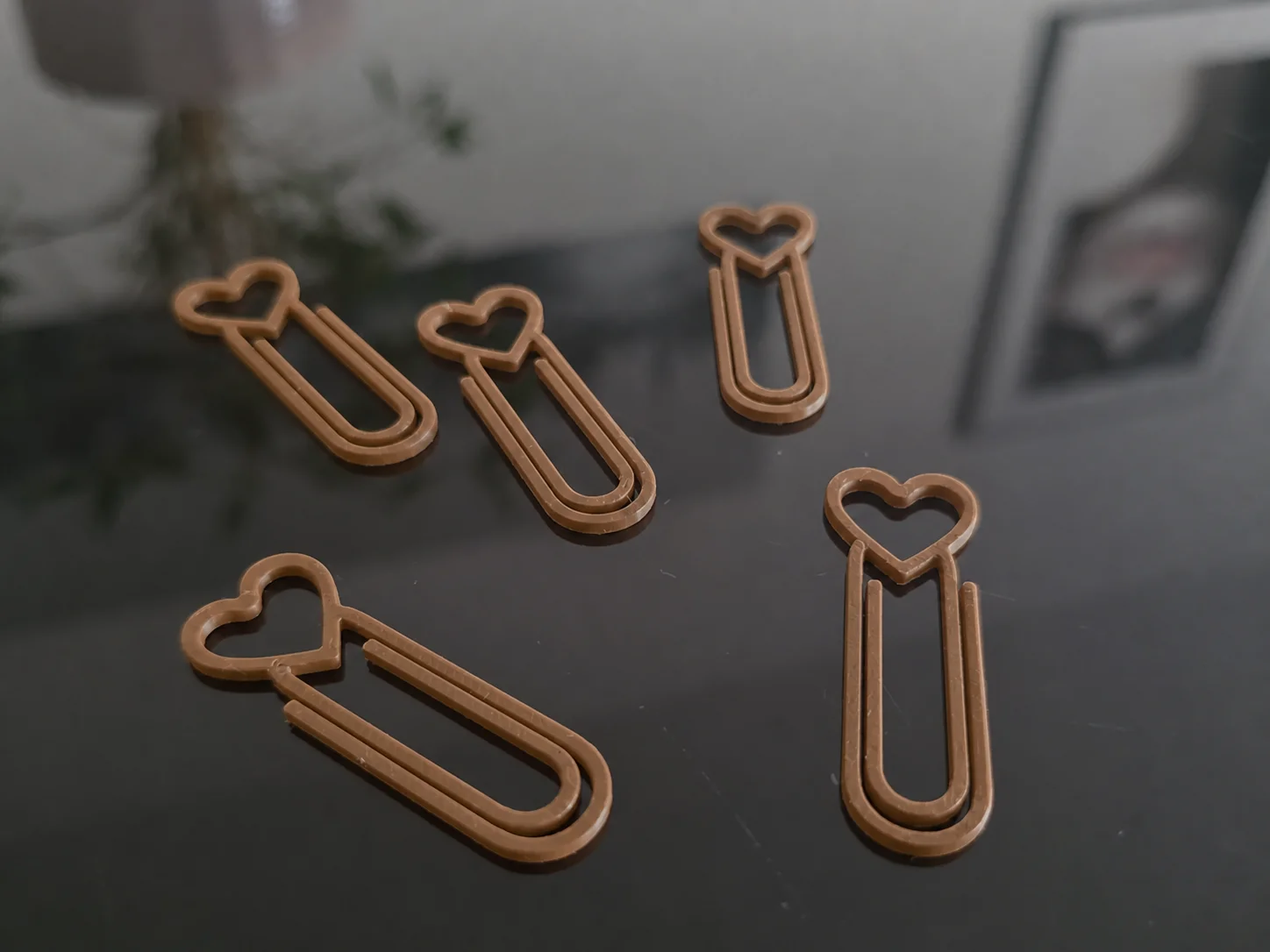 3D Baskı Kalp Figürlü Ataç - 10lu Set - Kahverengi
