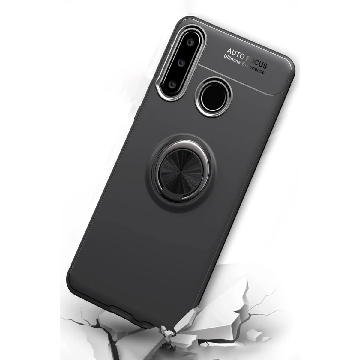 Huawei Y6p Kılıf Range Yüzüklü Silikon - Siyah-mavi görsel 5