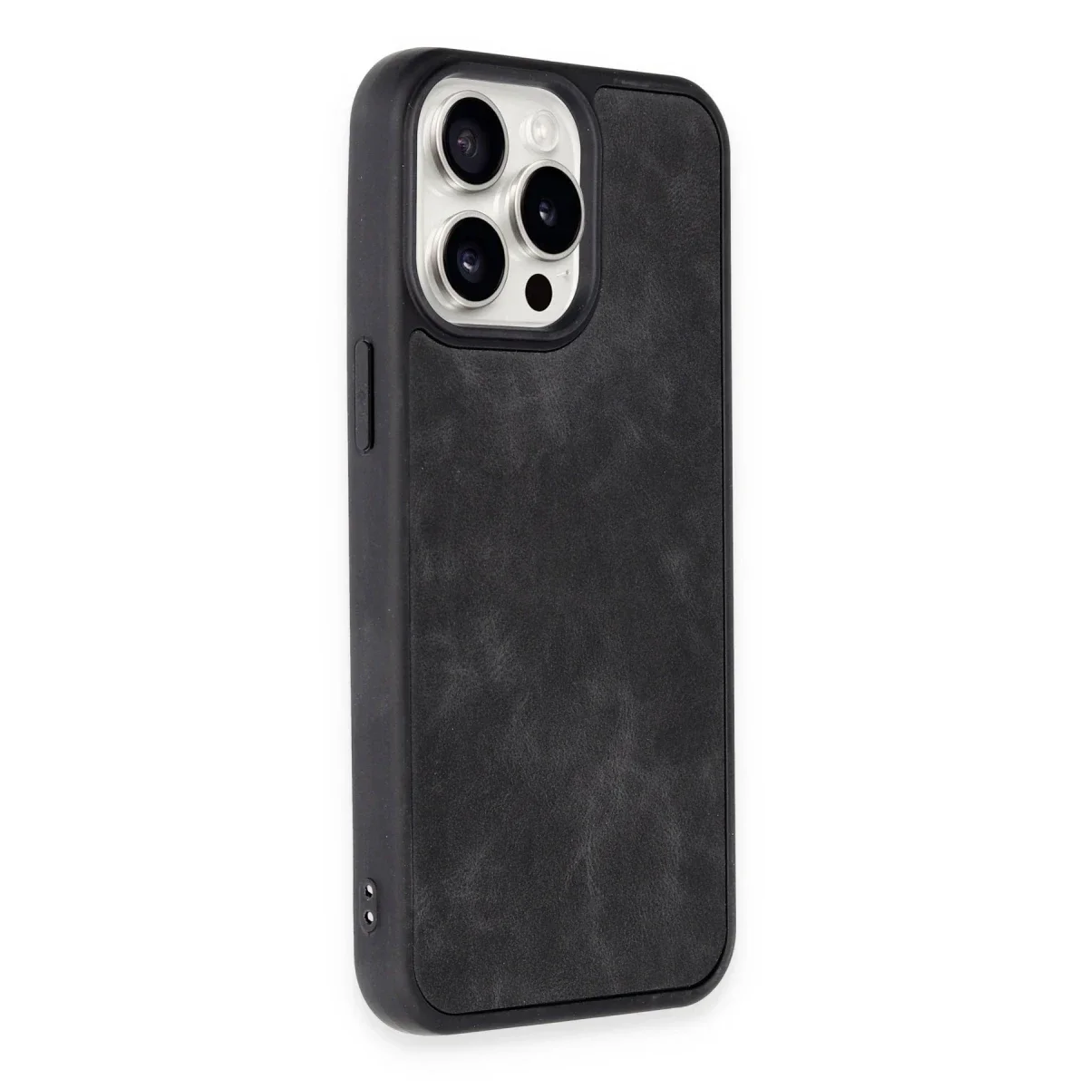 Apple iPhone 15 Pro Max Kılıf Aras Deri Kapak - Siyah görsel 2
