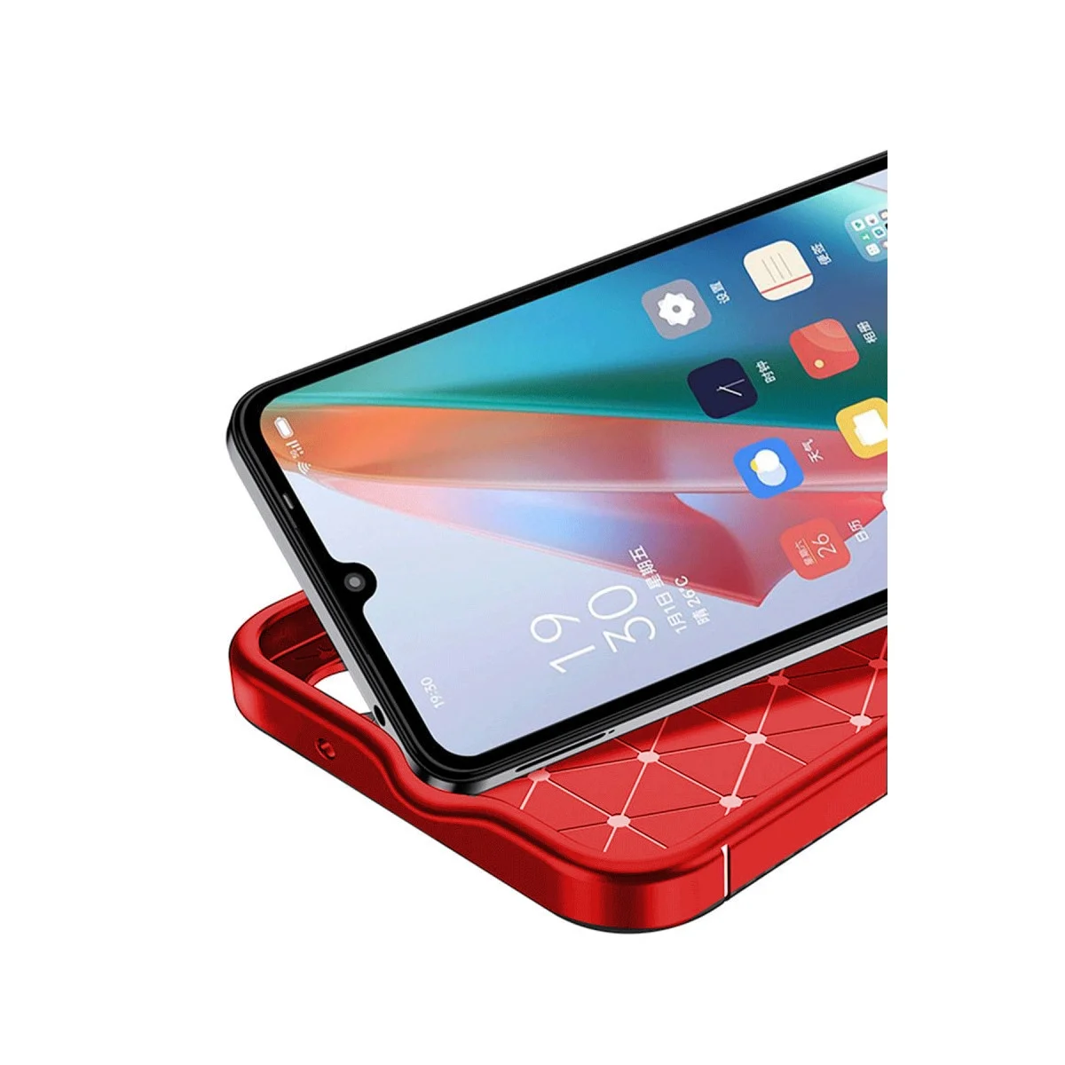 Samsung Galaxy A06 Kılıf Auto Focus Karbon Kapak - Kırmızı görsel 3