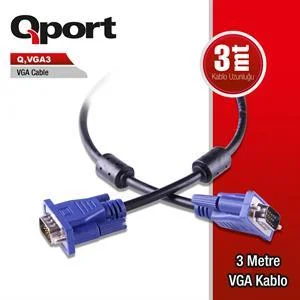 Q-VGA3 15PIN Fıltrelı 3MT Vga Kablo