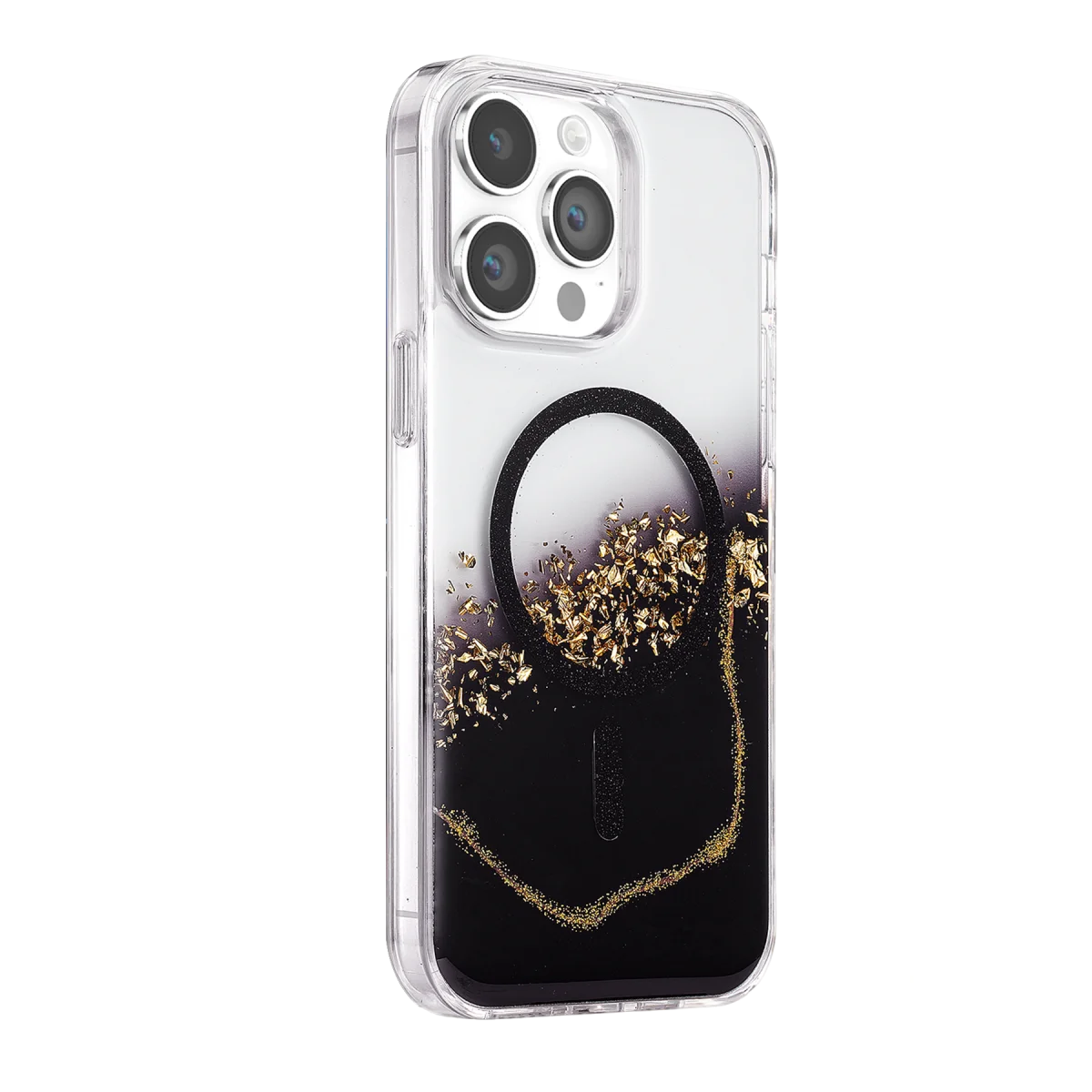 Onegif Apple iPhone 15 Pro Max Lotus Simli Magsafe Kapak - Siyah görsel 2