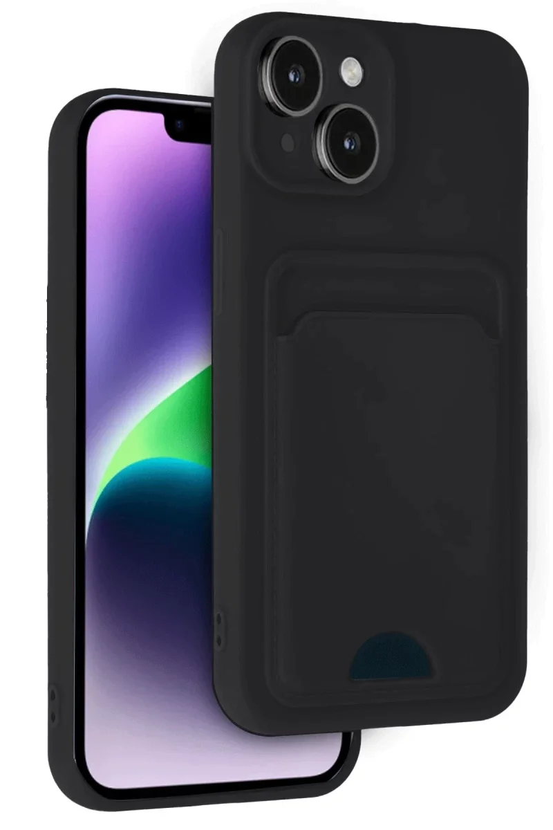 Apple iPhone 14 Kılıf Kelvin Kartvizitli Silikon - Siyah