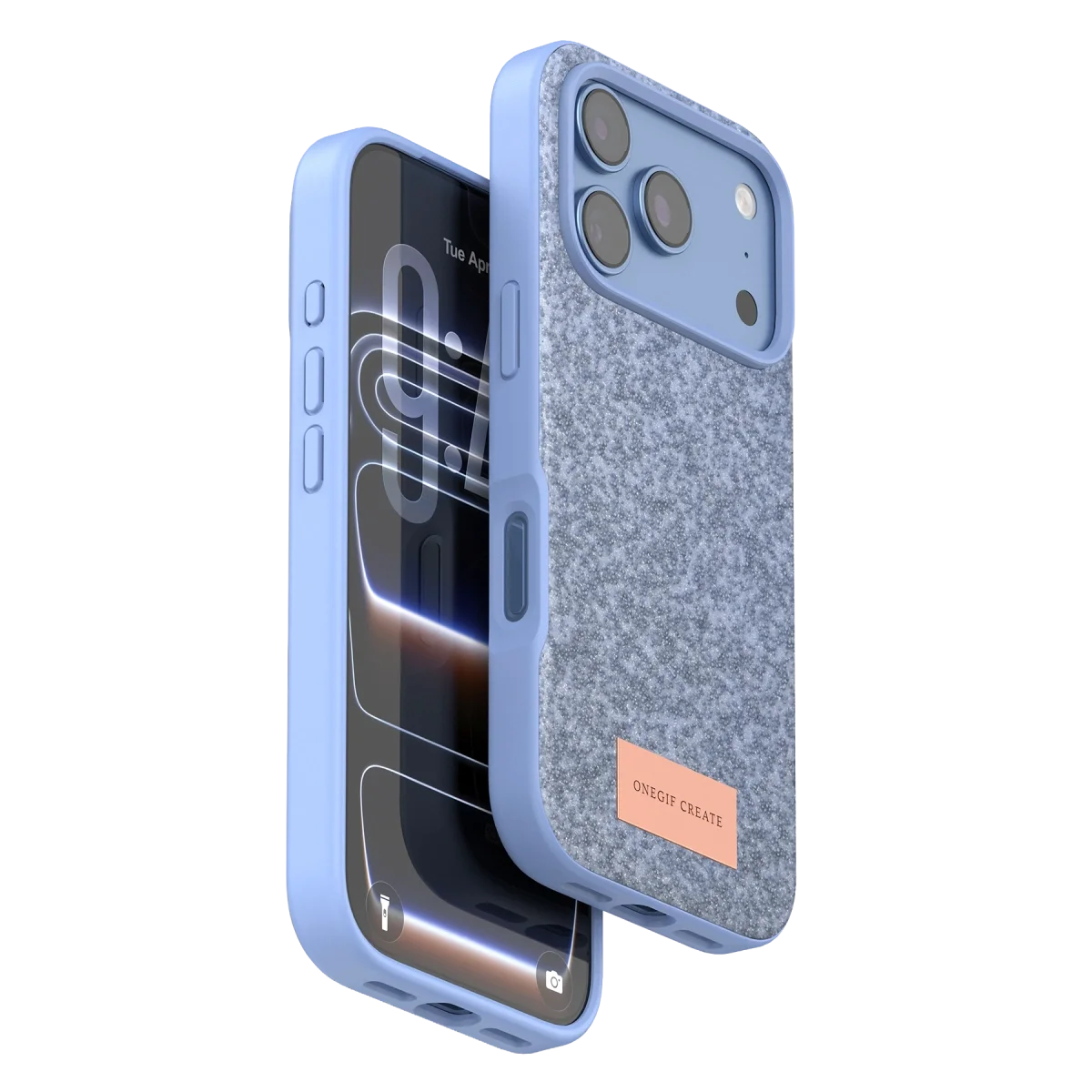 Onegif Apple İphone 18 Pro Max Bright Simli Kapak - Mavi