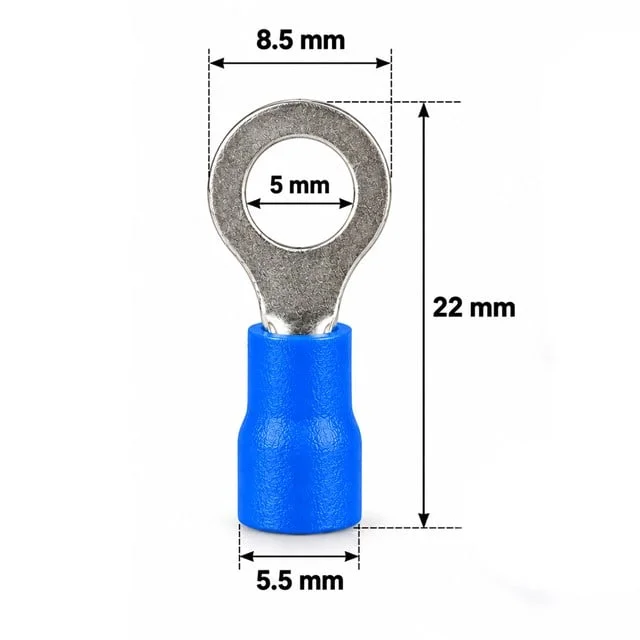 PM-39059 1,5-2,5mm2 Kesit 22x8x6,5mm Soket Mavi İzoleli Kablo Pabucu (100’lü Paket) görsel 3