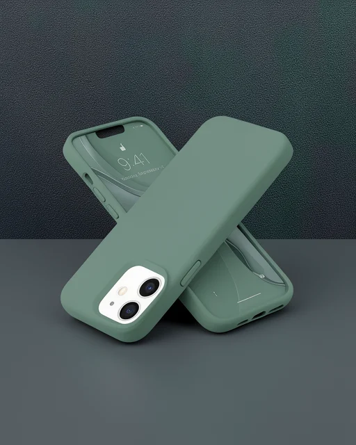 Apple İphone 12 Kılıf Nano İçi Kadife Silikon - Koyu Yeşil
