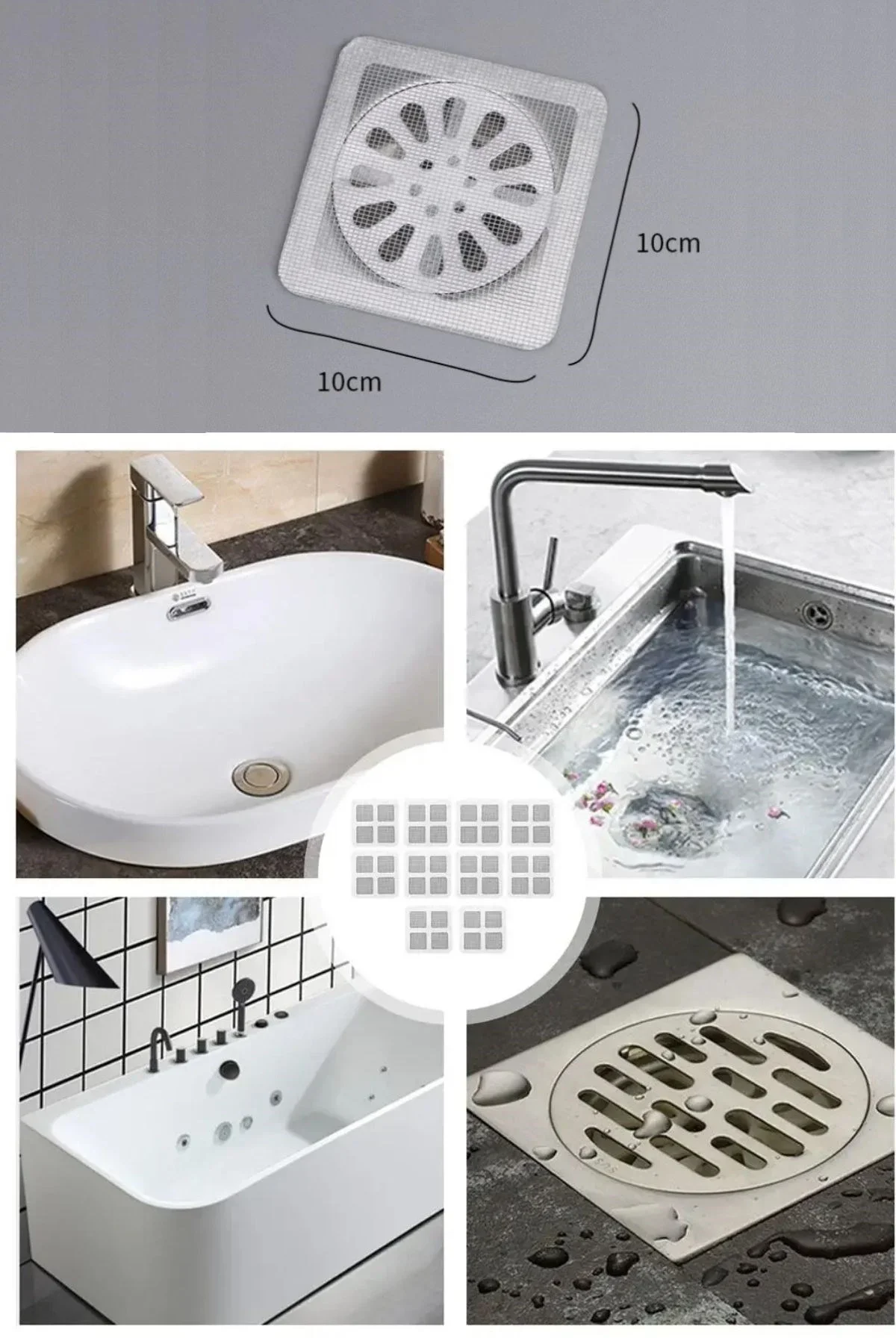 10'lu Banyo ve Mutfak Lavabo Koku Önleyici ve Haşere Böcek Önleyici Gider Filtresi görsel 8